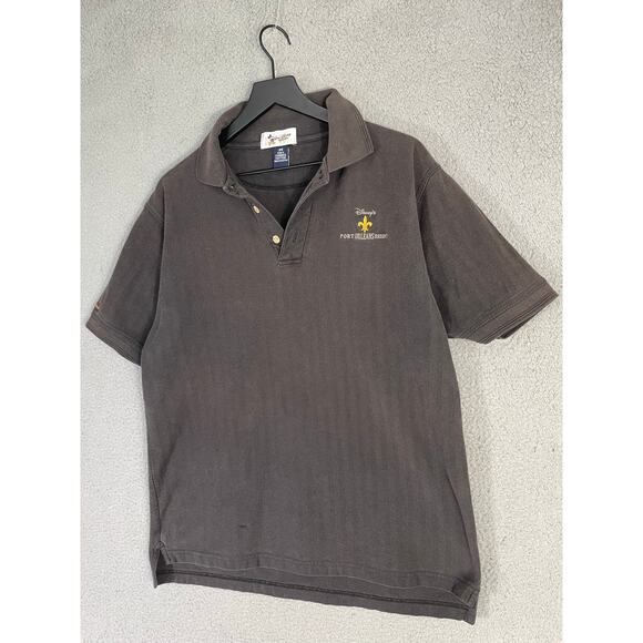 Vtg Walt Disney World Port Orleans Resort Polo Shirt Mens M Faded Black Logo - Picture 6 of 12